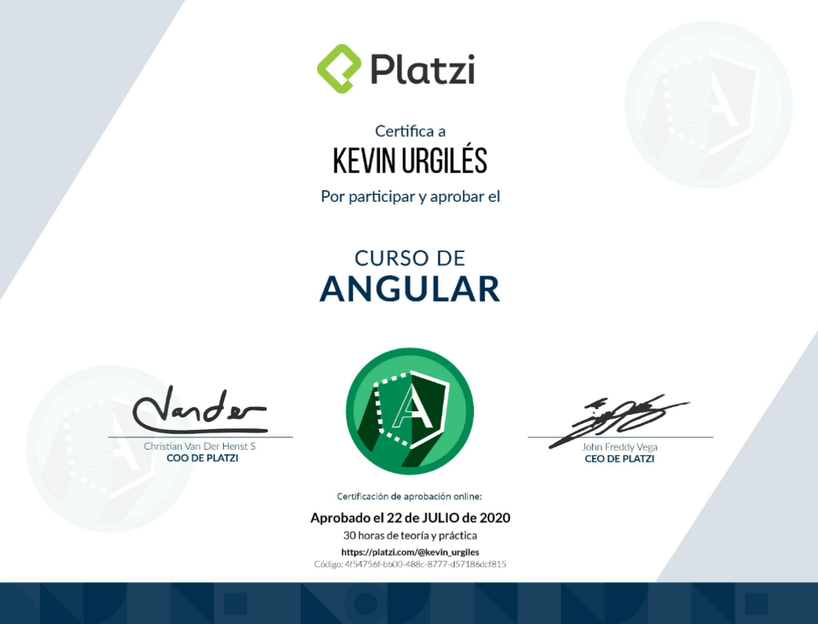 Certificado Platzi Angular