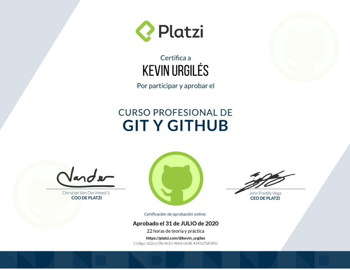 Certificado Platzi Git y Github