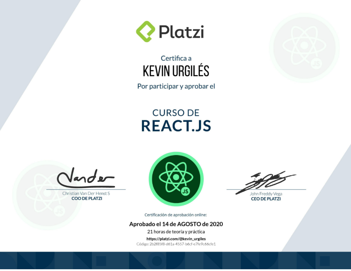 Certificado Platzi React